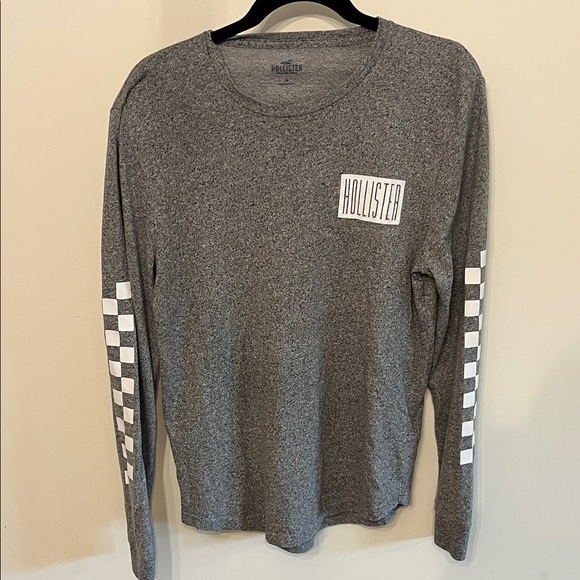 Hollister Other - Hollister Charcoal Long Sleeve Tee with Checker Sleeves